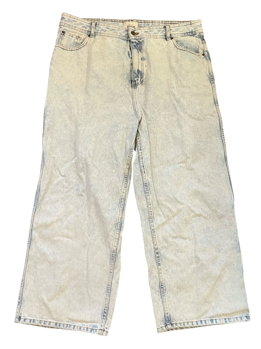 Sézane Denim Wide Leg Cropped Jeans Light Wash High Rise Size 48